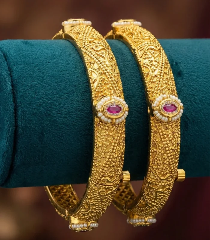 Parul Plain Gold Look Swaroski Bangles (Openable)